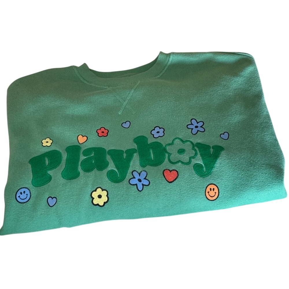 Playboy by PacSun Green Ombre Camp Crewneck Sweatshirt – XS